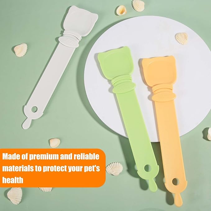 3pcs Cat Strip Feeders, Cute Cat Head Shape Cat Strip Squeeze Spoons Multifunctional 2-in-1 Cat Food Dispenser Cat Strip Spoons Cat Food Spoons for Wet Food Cat Pet Supplies