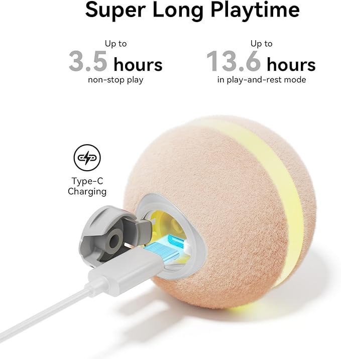 Cheerble 【2025 Upgrade】 Interactive Cat Ball Toy, Wicked Ball M3, Automatic Moving Ball Toy for Indoor Cat Kitten, Smart Anti-Depression Pet Toy Fun Gift with Light