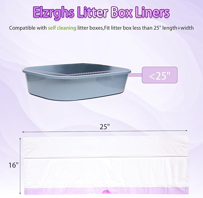 50 Pack Drawstring Cat Litter Box Liners Compatible with Litter-Robot 3/4, Waste Bags Heavy Duty for Automatic Self Cleaning Litter Box
