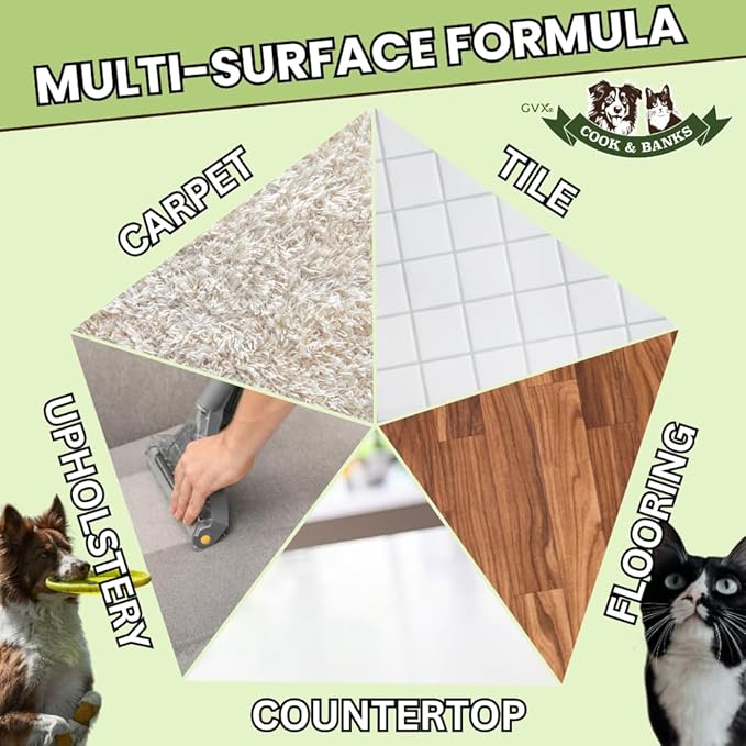 GVX Cook & Banks Pet Odor Eliminator - Pet Carpet Cleaner Spray - Dog Urine Cleaner & Cat Spray Deterrent - Dog Pee Spray & Cat Urine Deterrent - Dog and Cat Pee Cleaner - Hard Floor Cleaner - 32 oz