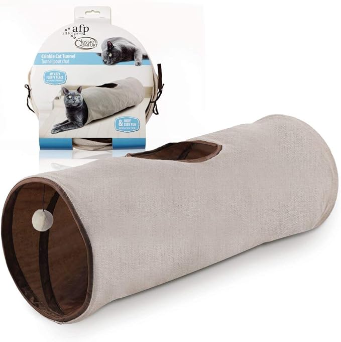 ALL FOR PAWS Cat Toys Cat Tunnel and Cat Cube Collapsible Kitten Indoor Toys (Classic Comfort)