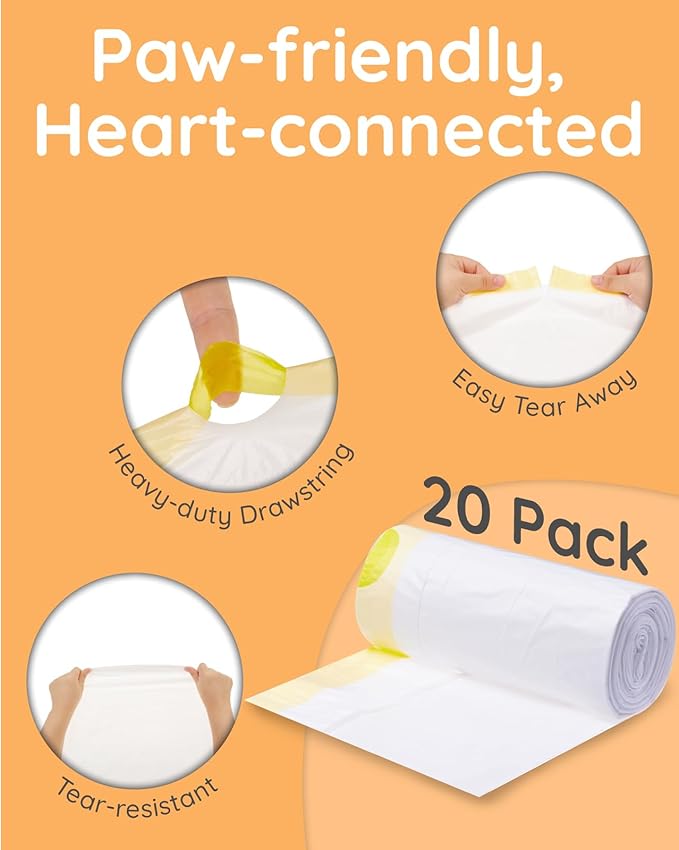 Drawstring Litter Box Liners 37"x18”, Cat Litter Bags Fit for Pet Safe Scoopfree Cat Litter Tray Pans & Most Medium & Large Cat Litter Box, Self-cleaning Litter Robot Liners, 20 Count