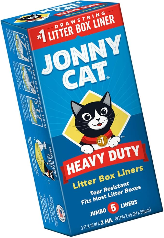JONNY CAT Litter Box Liners, Convenient and Durable Disposable Cat Litter Liners for Easy Cleanup, Extra Thick and Tear-Resistant (Pack of 4) (4 Items)