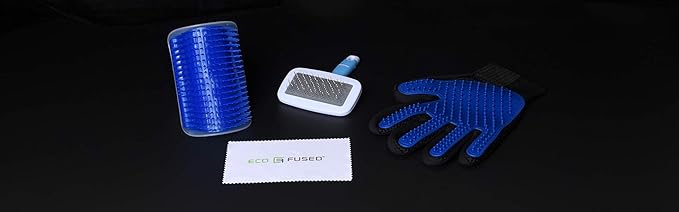 Eco-Fused Brush Kit for Cats - 1x Cat Self Groomer, 1x Blue Slicker Brush, 1 Pet Grooming Glove (Right Hand) - Long and Short Fur - DIY Grooming Tools for Pets - Pet Mitt, Wide Comb and Corner Groomer