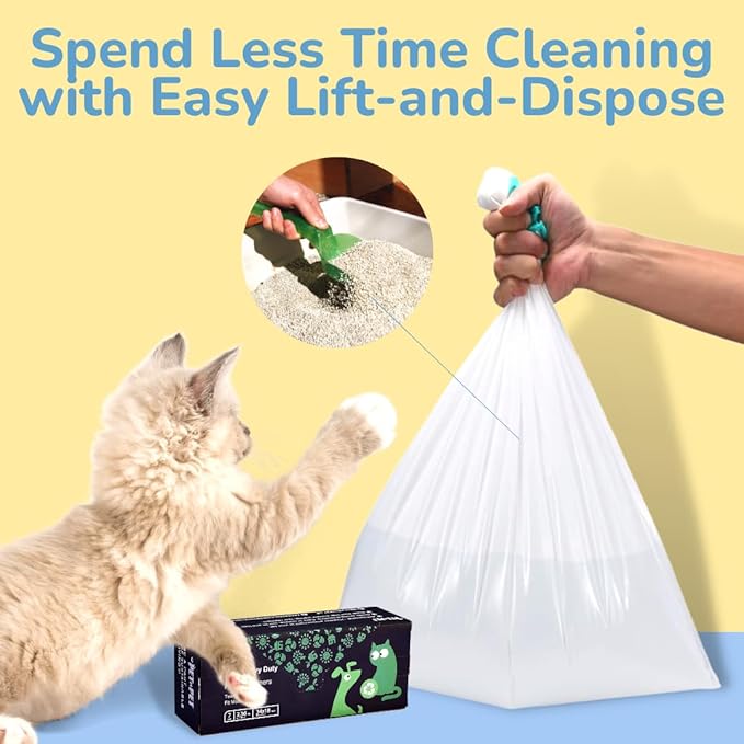 PET N PET Extra Large Cat Litter Box Liners, 7 Count Cat Litter Bags For Poop, Heavy Duty Kitty Litter Bags For Cat Poop, Tear & Leak Resistant Cat Litter Liners, Drawstring Closure Cat Bags Liners