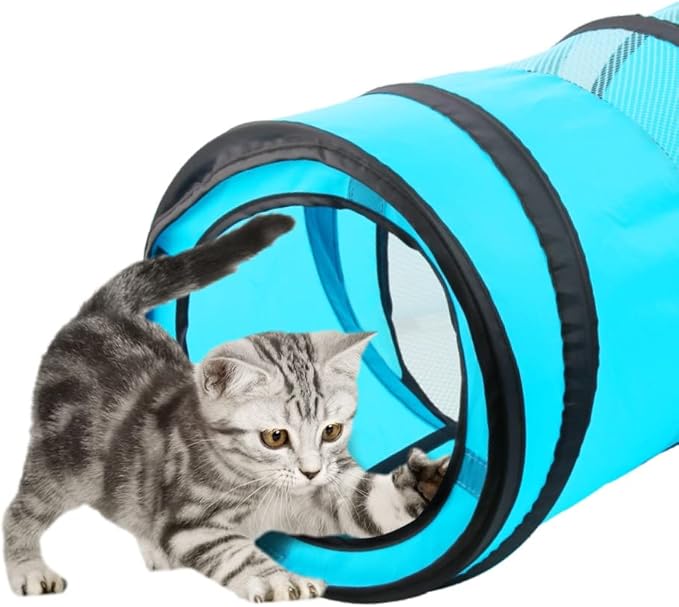 PAWISE Cat Tunnel,Interactive Cat Toy,Pop Up Collapsible Cat Tunnels for Indoor Cats with Foldable Cat Cube (Tunnel Cube)