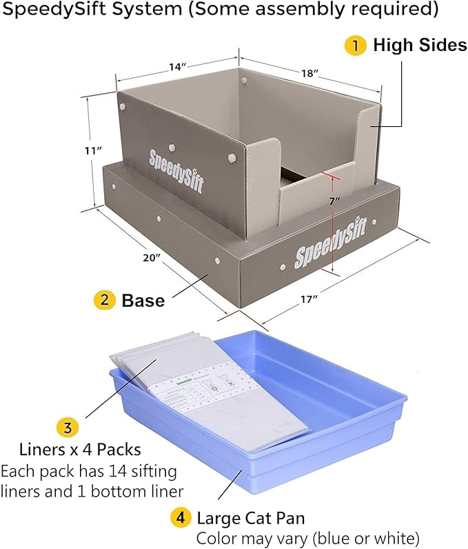 V1 Open-Top Litter Box Starter Kit, Includes 56ct Disposable Sifting Liners, Plastic Cardboard Box
