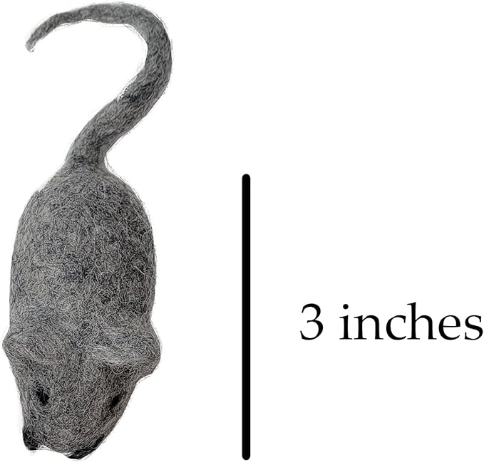 Toys for Cats and Kittens 100% Wool Felt Handmade in Nepal (3 Tan Mice)