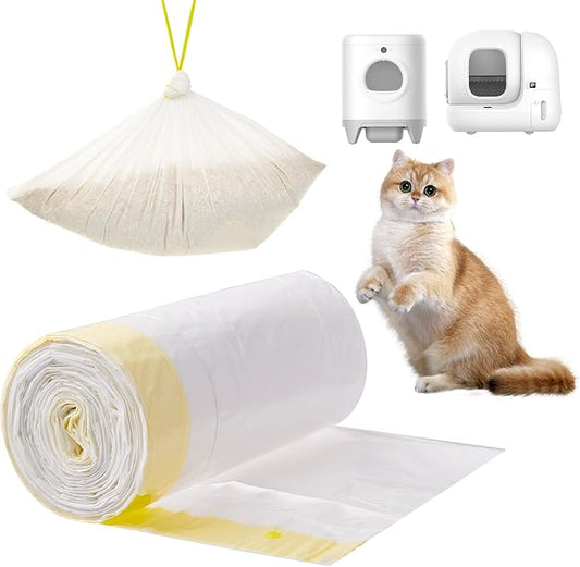 Cat Litter Box Liners Kitty Litter Box Bags with Drawstring, Leak-Proof Cat Pan Liners with 10KG/22LBS Load Capacity for Pet Cat Litter Tray (fit perimeter ≤ 44.8" and H ≤ 9.2", S - 20 Count)