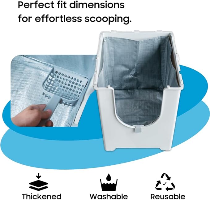 4 Pack Litter Box Liners F Compatible with Modkat Flip Litter Box Liner Type F, Reusable Liner Type-F with Carrying Handles