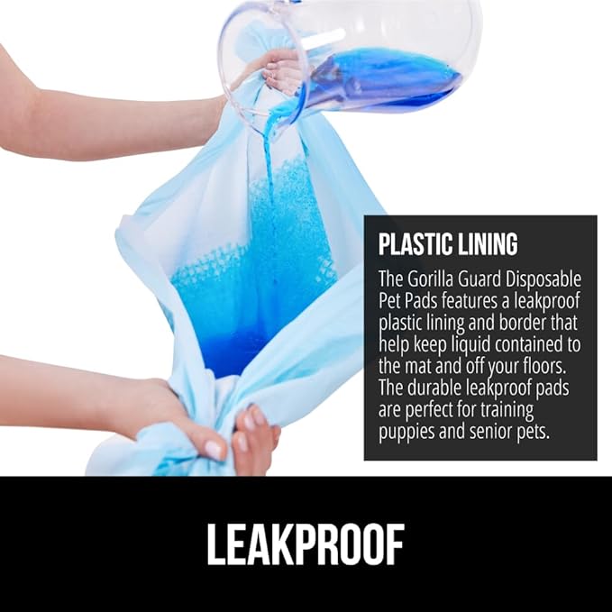 Gorilla Guard Disposable Puppy Pads, 100 Count 28x34 in, 5 Layer Pee Pads for Dogs, Absorbent Diaper Changing Pad, Dog Potty Training Supplies, Quick Dry Pet Housebreaking Essentials for Puppies