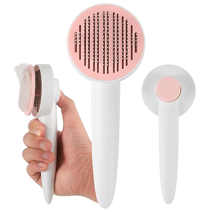 Cat Brush for Shedding, Cat Hair Brush for Indoor Cats, HYPERSPACE Pet Grooming Brush with Release Button, Self Cleaning Slicker Brush for Dogs Small Medium Large Breeds, with Massage Brush Teeth