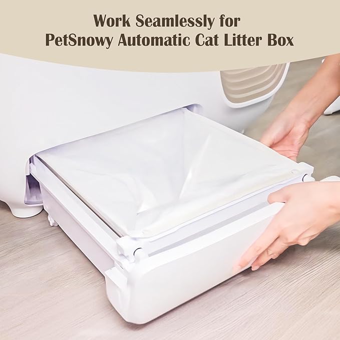 Cat Litter Liner Bags for PetSnowy Snow+ Cat Litter Box, 60 PCS Petsnowy Cat Litter Bags for Automatic Cat Litter Box, Heavy Duty Tear & Leak Resistant, Drawstring Extra-Thick, Lasts 18 Mos