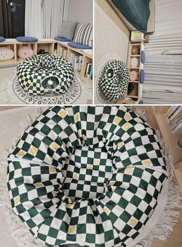 Premium Design Patent, Suitable for Multiple Cats to use at Once, Including cat Toys, cat Tunnel, cat mat, cat Tunnel Bed – Suitable for Small, Medium, and Large Cats. Cat Playground._Checker Board