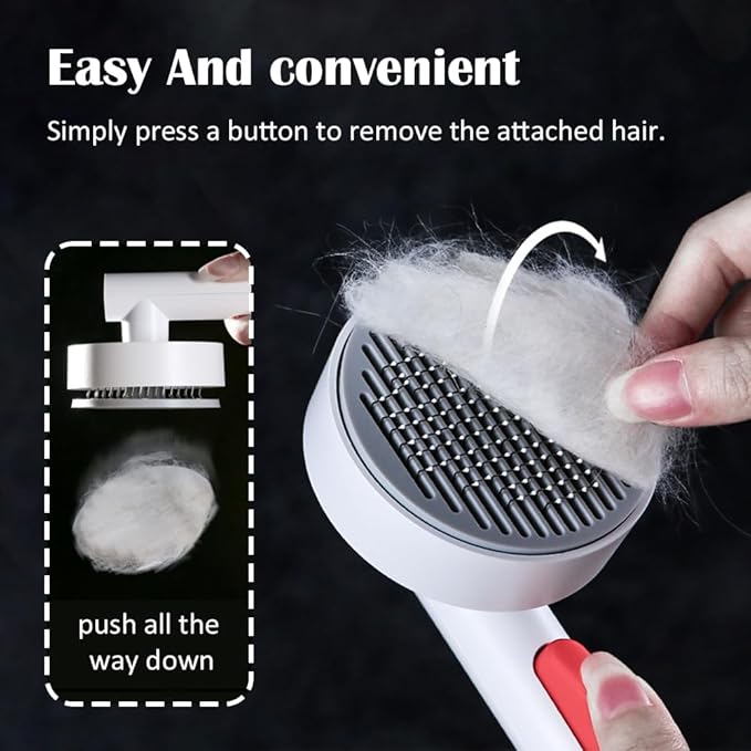 Cat Brush Dog Brush with Release Button,Brush for Shedding for Long Short Haired Cats Dogs,Cat Brushes for Indoor Cats Shedding,Pet Supplies Hair Remover Tool,Brush Grooming Kit (white)
