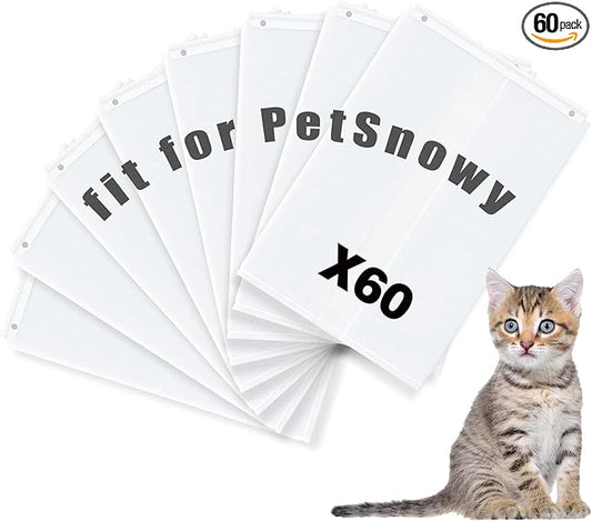 Cat Litter Liner Bags for PetSnowy Snow+ Cat Litter Box, 60 PCS Petsnowy Cat Litter Bags for Automatic Cat Litter Box, Heavy Duty Tear & Leak Resistant, Drawstring Extra-Thick, Lasts 18 Mos