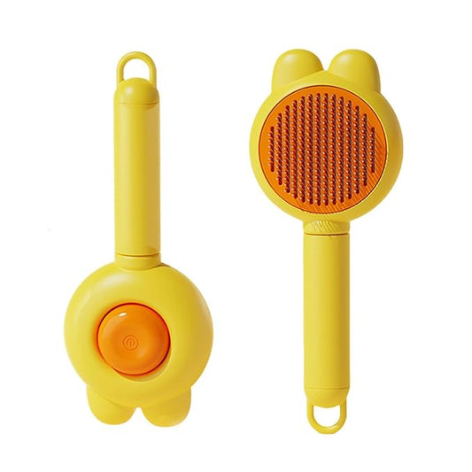 YINGFAN Cat Brushes for Indoor Cats, Self Cleaning Cat Brush for Shedding, Cat Hair Brush with Release Button, 7.9 Inch (Yellow)