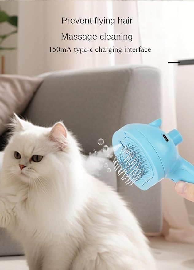 Cat Steam Brush for Indoor Cats – Gentle Cat Hair Brush with Steam Mist, Self-Cleaning Feature, and Quiet Massage Function – Perfect for Shedding, Tangles, and Grooming | Steam Brush for Cats