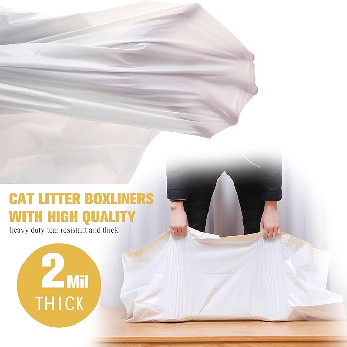 Cat Litter Liners,21 Count Heavy Duty Litter Box Liners Drawstring, Extra Jumbo Cat Litter Pan Bags,Unscented, 45 in x 18 in