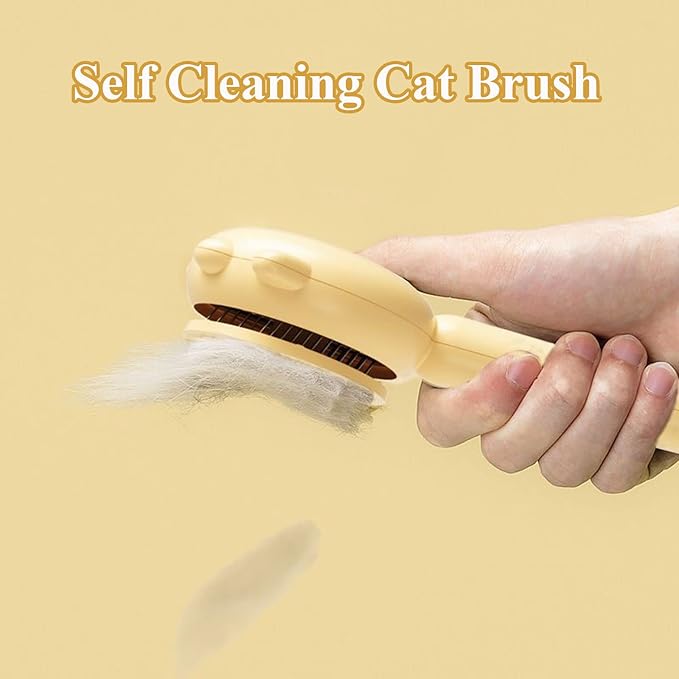 Cat Brush, Magic Pet Comb, Pet Hair Cleaner Brush, Pet Grooming Cat and Dog Brush, Self Cleaning Cat Brush, Cat Grooming Brush, Cat Shedding Brush, Cat Brush for Long Hair Cats (Yellow)