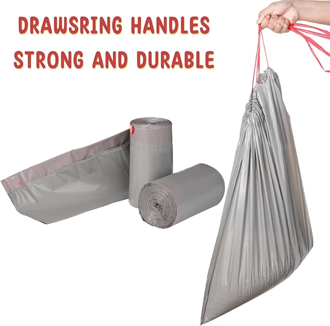 Tinlade 50 Count Jumbo Cat Litter Box Liners Large Drawstring Cat Litter Liners Bags Unscented Tear Resistant for Trash Waste to Keep Your Home Clean(36 x 18 Inch,Gray, Red)