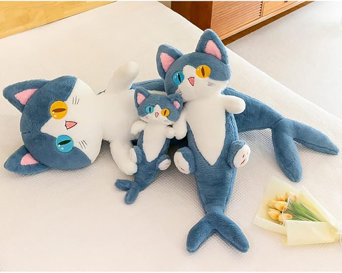 FANGYU Cute Plush Shark cat Toy, Cartoon Soft Stuffed Pillow Long Throw Sleeping Pillow,Shark Gifts for Kids (50cm/19.6in)