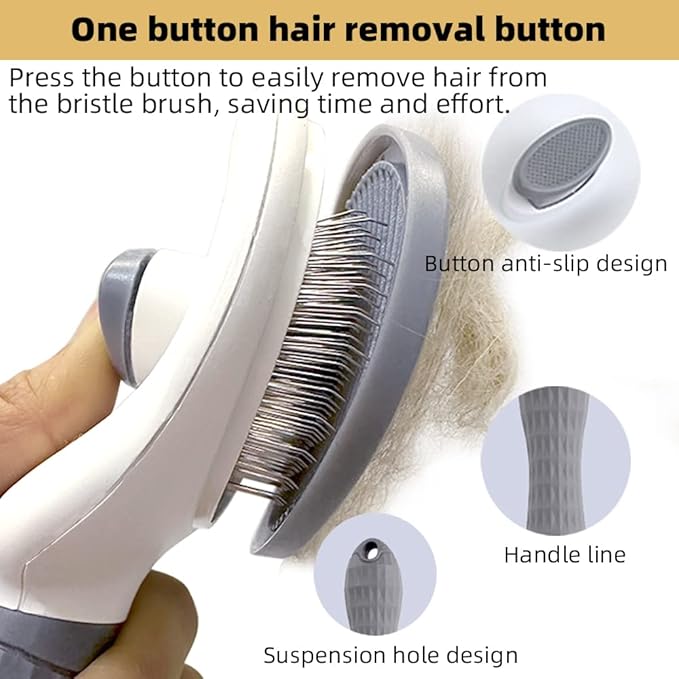 Cat Brush for Shedding, Cat Brushes for Indoor Cats, Cat Brush for Long or Short Haired Cats, Cat Grooming Brush Cat Comb for Kitten Rabbit Massage Removes Mats, Tangles and Loose Fur (Fine needle blue oval)