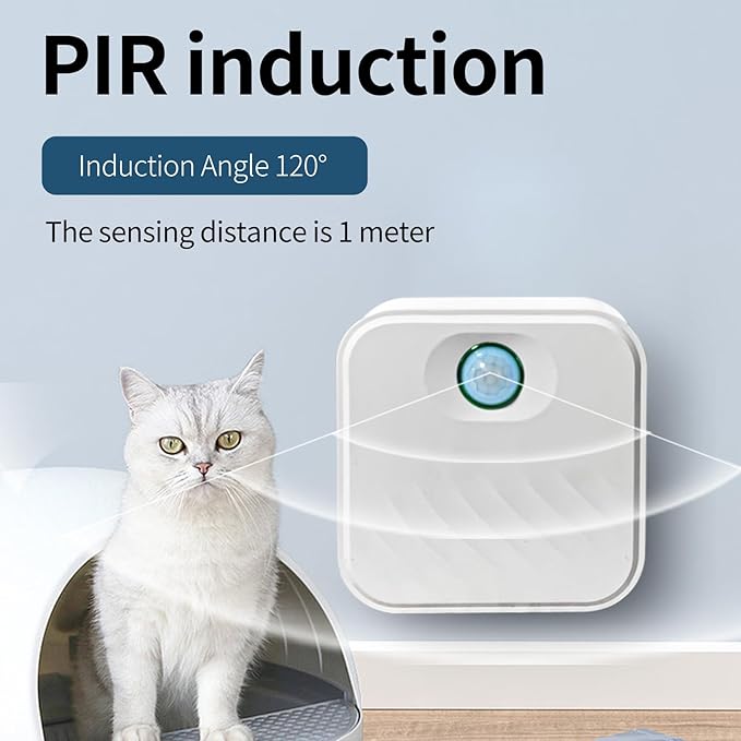 Smart Cat Odor Purifier,Dust-Free Cat box Deodorizer Rechargeable 4000 mAh,for All Kinds of Cat Litter Box Bathroom Wardrobe Kitchen and Small Area