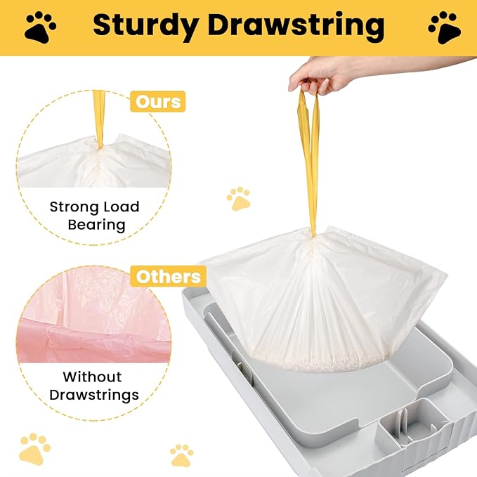 Drawstring Litter Box Liner Bag 60 Pack,Automatic Cat Litter Box Trash Bags for Self Cleaning Cat litter Box Drawer Liners
