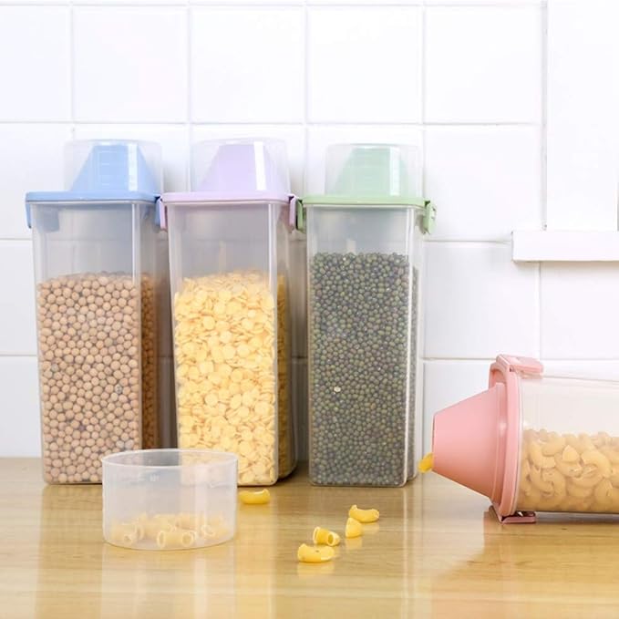 Pet Food Storage Container with Graduated Cup and Seal Buckles Food Dispenser for Dogs Cats (Green)