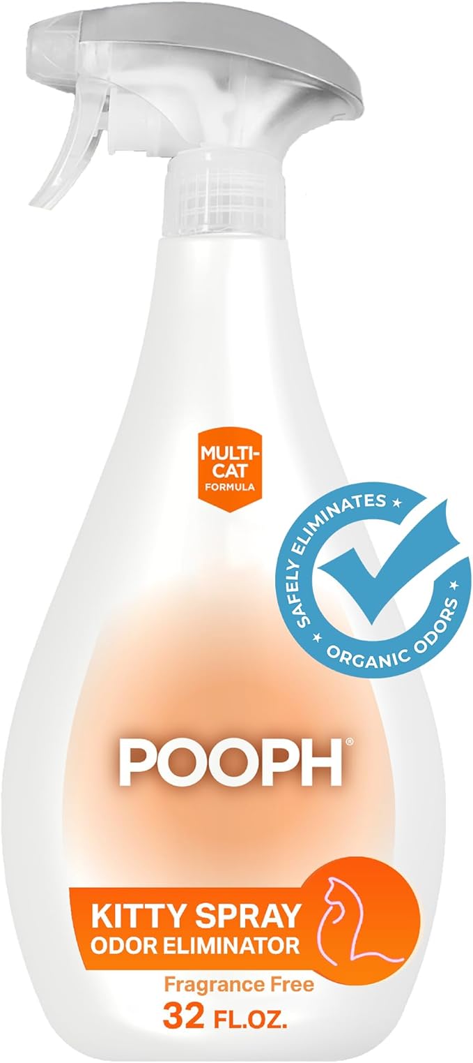 POOPH Kitty Spray - Odor Eliminator, 32oz - Dismantles Odors on a Molecular Basis, Cats, Freshener, Eliminator, Urine, Poop, Pee, Deodorizer, Fresh, Clean, Furniture, Potty, Safe