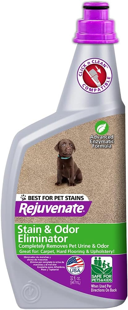 Rejuvenate Carpet & Upholstery Spot Remover Stain Cleaner Bio-Enzymatic Professional Strength Urine Remover Dog Cat Stain and Pet Odor Eliminator Ready-to-Use