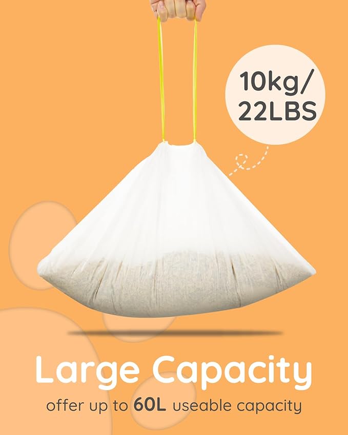 Drawstring Litter Box Liners 37"x18”, Cat Litter Bags Fit for Pet Safe Scoopfree Cat Litter Tray Pans & Most Medium & Large Cat Litter Box, Self-cleaning Litter Robot Liners, 20 Count