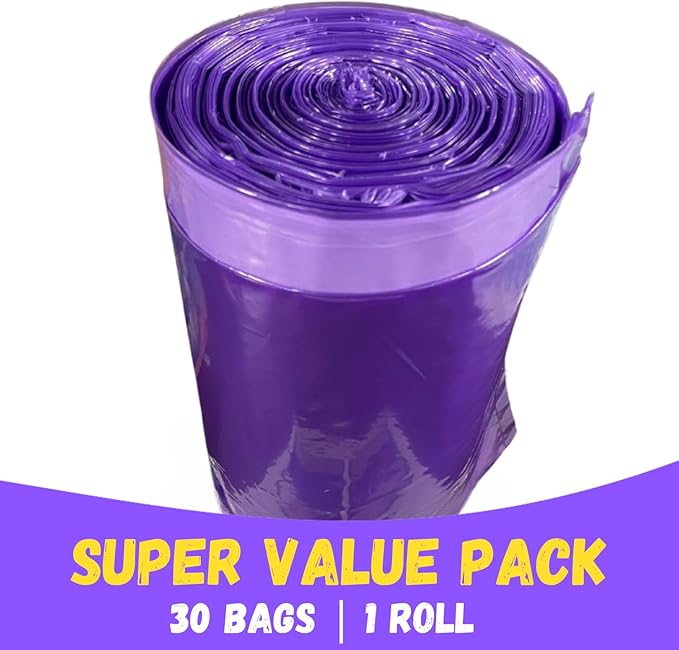 Cat Litter Box Liners Drawstring (30 Bags) Lavender Scented 37" x 17" Large Scratch Resistant Extra Heavy 2 Mil Litter Tray Cat Box Liner Bags (Purple, 30 ct.)