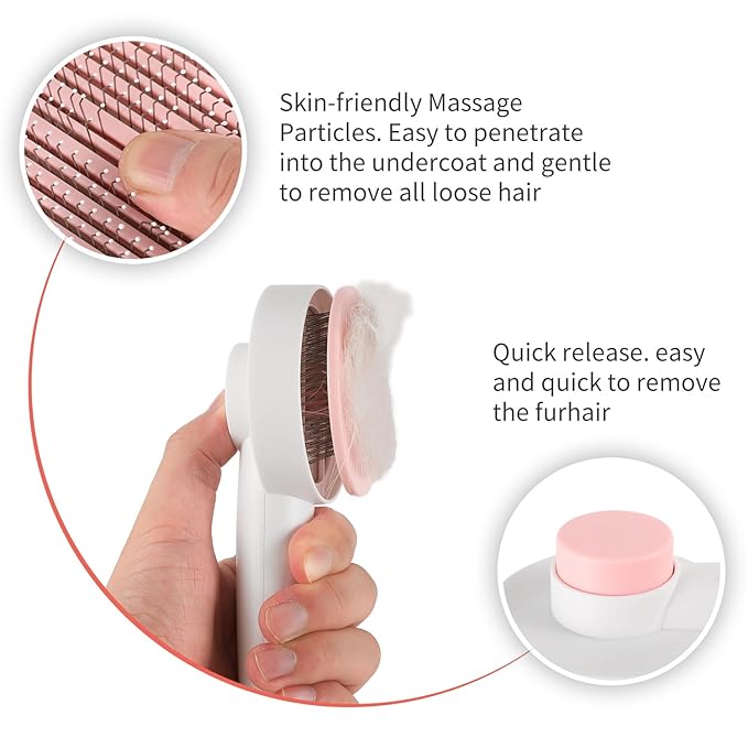 Cat Brush for Shedding, Cat Hair Brush for Indoor Cats, HYPERSPACE Pet Grooming Brush with Release Button, Self Cleaning Slicker Brush for Dogs Small Medium Large Breeds, with Massage Brush Teeth