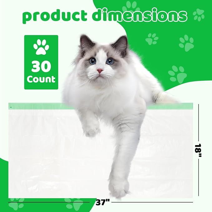 30 Litter Box Liners Jumbo 3MIL Thicken Cat Litter Bags Tear Resistant Litter Liners Heavy Duty Cat Pan Liners Extra Large Kitty Litter Box Bag Disposable Cat Supplies for Easy Cleanup 37" x 18"