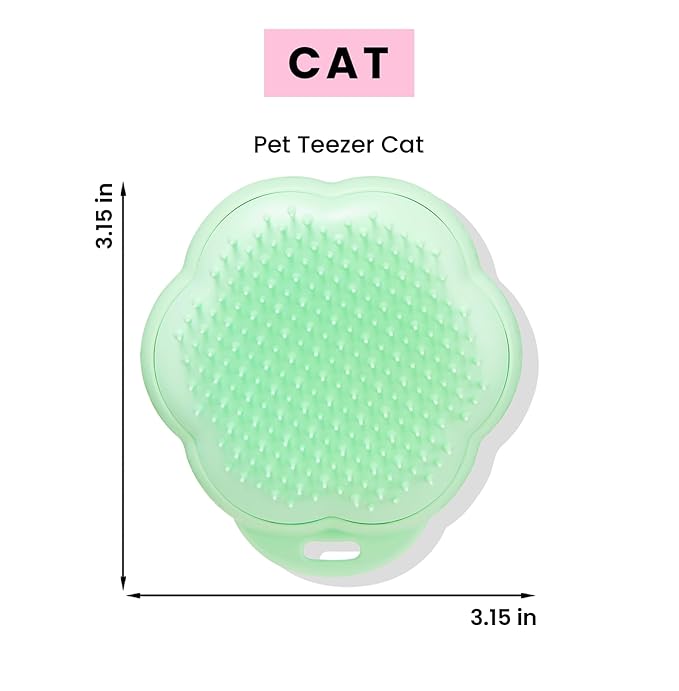 Pet Teezer by Tangle Teezer Cat Brush, De-Shedding Cat Hair Brush for a Gentle, Soothing Groom & Short to Medium Length Fur, Green