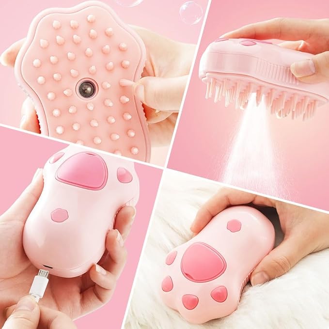 Steam Cat Brush for Deshedding and Grooming - Detachable Hair Remover for Cats and Dogs, Massager for Pets