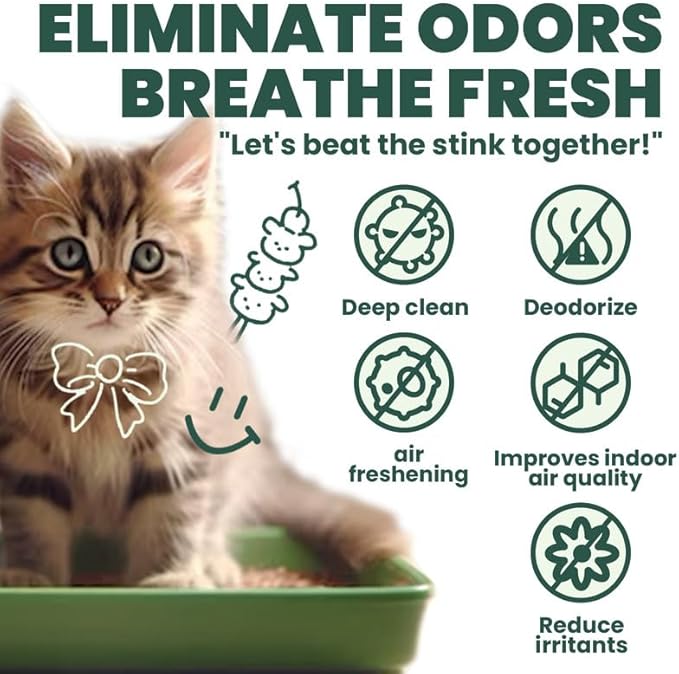 Cat Litter Deodorizer, Fresh Jasmine Cat Litter Box Odor Eliminator, cat odor eliminator for home, Instantly Eliminates Foul Odors, Freshens Kitty Litter deodorizer, 16 OZ