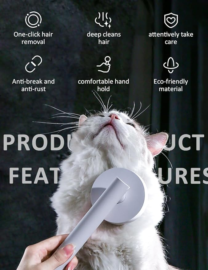 Cat Brush Dog Brush with Release Button,Brush for Shedding for Long Short Haired Cats Dogs,Cat Brushes for Indoor Cats Shedding,Pet Supplies Hair Remover Tool,Brush Grooming Kit (white)