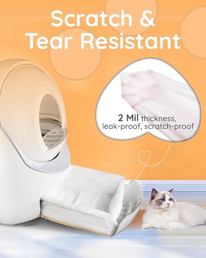 Cat Litter Box Liners Kitty Litter Box Bags with Drawstring, Leak-Proof Cat Pan Liners with 10KG/22LBS Load Capacity for Pet Cat Litter Tray (fit perimeter ≤ 44.8" and H ≤ 9.2", S - 20 Count)
