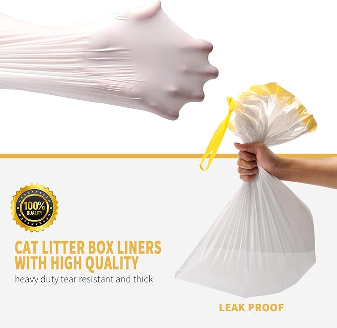 KONE Cat Litter Box Liners, 26 Count Extra Durable Large Drawstring Kitty Litter Pan Bags, 30" x 17"