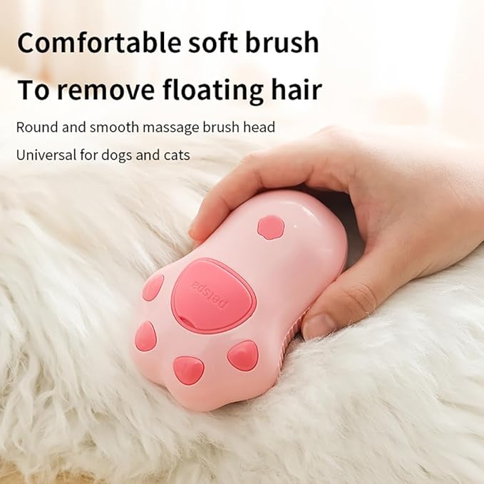 Pet Steam Brush, 3 in 1 Steamy Cat Brush, Silicone Massage Grooming Brush Steamy Dog Brush for Shedding Pet Hair Removal Comb for Cats and Dogs(Light pink)