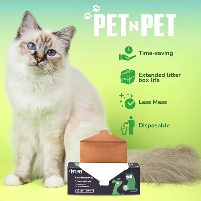 Pet N Pet Jumbo Cat Litter Box Liners, 7 Counts Heavy-Duty Kitty Litter Bags, Cat Pan Liners, Cats Box Liner Trash Bags