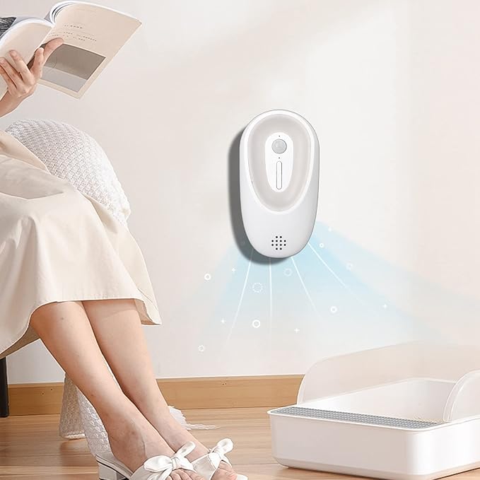 TOPINCN Cat Litter Deodorizer, Smart Induction Pet OdorPurifier with Night Light, Rechargeable OdorCat Litter Box Cat Litter Odor Freshener Toilet Air Purifier