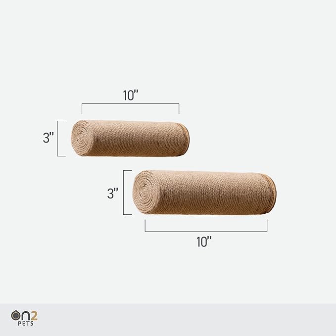 On2Pets Cat Furniture Wall-Mounted Scratcher Cat Steps, Sisal Rope Scratching Posts Floating Cat Wall Perches, Set of 2 with Cat face and Tail