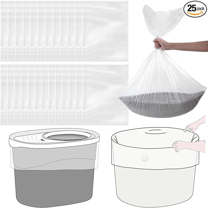 Cat Litter Box Liners Compatible with IRIS Top Entry Cat Litter Box - 25 Pack, Tear-Resistant and Spill-Proof, Perfect Fit for Most Top Entry Litter Pan Models