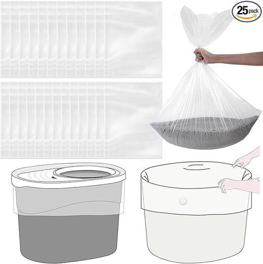Cat Litter Box Liners Compatible with IRIS Top Entry Cat Litter Box - 25 Pack, Tear-Resistant and Spill-Proof, Perfect Fit for Most Top Entry Litter Pan Models