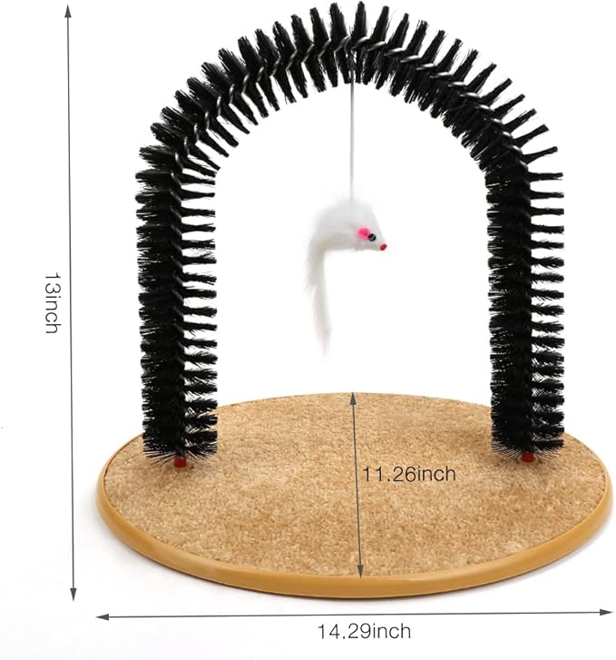 Cat Scratcher, Cat Brushes for Indoor Cats, Cat Arch Self Groomer Scratching Board Scratch Pad, Cat Hair Brush for Shedding, Cat Face Head Self Grooming Brush Post for Deshedding w/Cute Kitten Toy