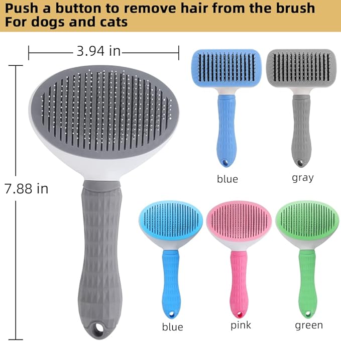 Cat Brush for Shedding, Cat Brushes for Indoor Cats, Cat Brush for Long or Short Haired Cats, Cat Grooming Brush Cat Comb for Kitten Rabbit Massage Removes Mats, Tangles and Loose Fur (Fine needle blue oval)